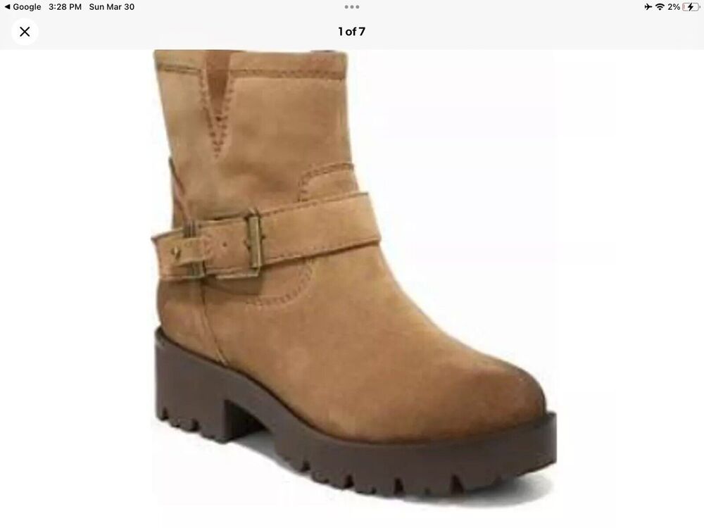 NWT Zodiac Miller Harness Lug Sole Boot Latte Suede Leather Womens Size 7